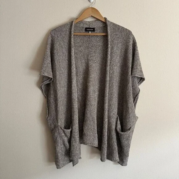 Eskander Rolling Front Tabard Sweater Cardigan Coco Tweed Womens OS Lagenlook